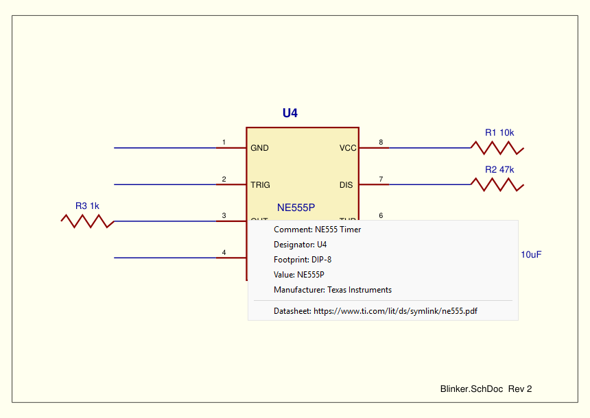 A popup with a component&rsquo;s properties after clicking it in a schematic PDF