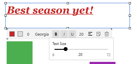 Text Size slider popup
