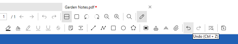 Edit PDF toolbar with the Undo button enabled and its Ctrl + Z tooltip