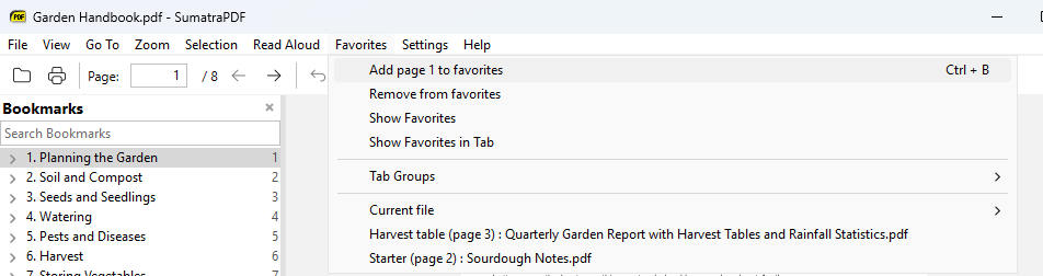 Favorites menu where each favorite name comes before the long file name