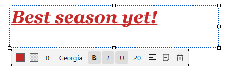 Free text annotation in bold, italic and underlined Georgia