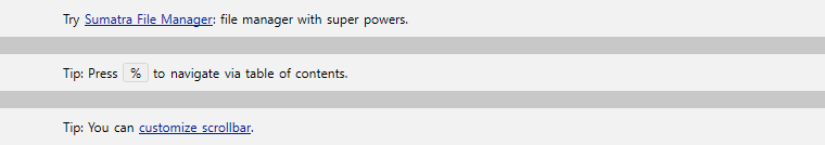 Three home page tips, one with the % key drawn as a key cap