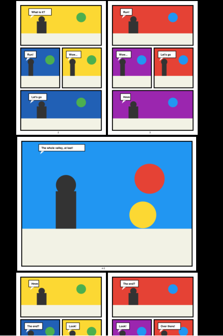 A landscape comic page taking a whole row in book view