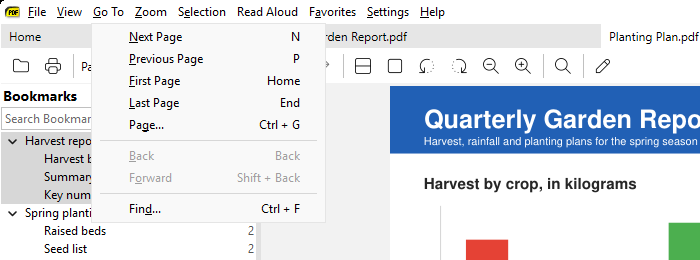 The Go To menu opened from the menu bar shown together with tabs