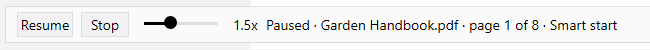 Read Aloud playback bar with the speed control set to 1.5x