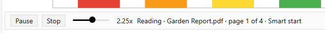 Read Aloud playback bar with the speed slider set to 2.25x