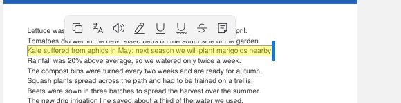 Selection toolbar with the Translate button after Copy