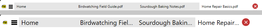 Tab close button with the default and a larger UI font