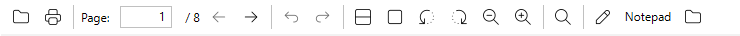 Toolbar with two external viewer buttons at the end: a text button “Notepad” and a folder SVG icon