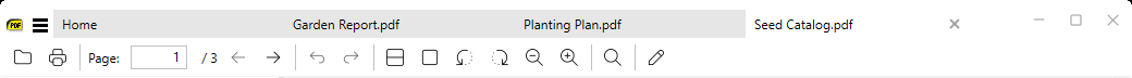The custom-drawn title bar with tabs and square minimize, maximize and close buttons