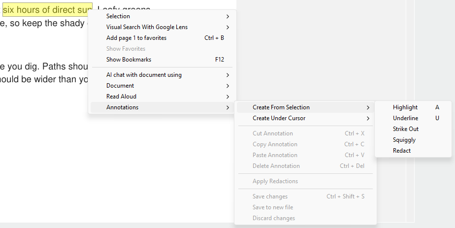 Context Menu Annotation From Selection
