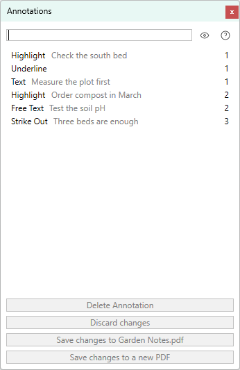 The Annotations window