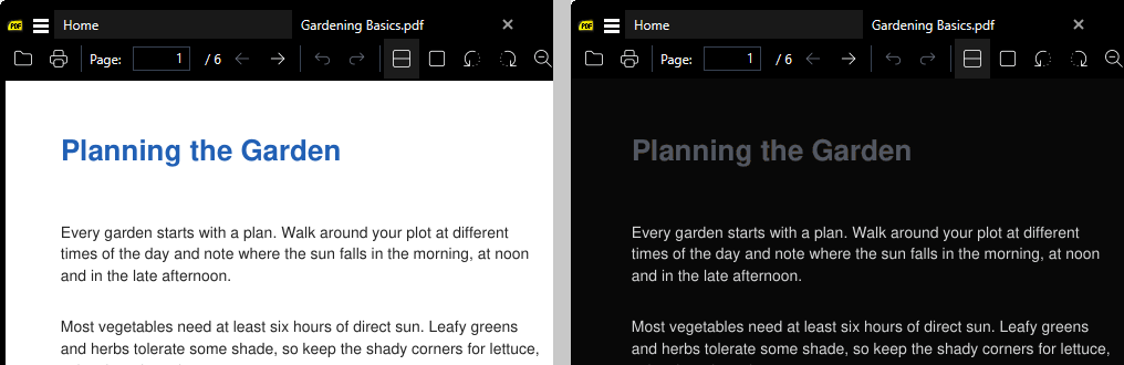 Dark theme with document colors off and smart