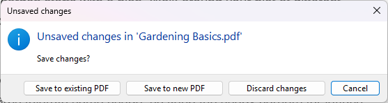 Unsaved changes dialog