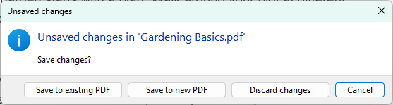Unsaved changes dialog